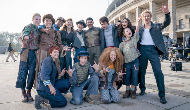 the tributes and coriolaus sejanus outside olympic stadium bts tbosas cast pic.jpg